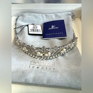 Swarovski  Formal Rhodium Crystal, White Pearl Heirloom Wedding Tiara